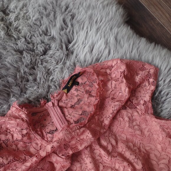 Beautiful Coral Elagant Floral Lace  Dress By Miusol - Picture 5 of 6